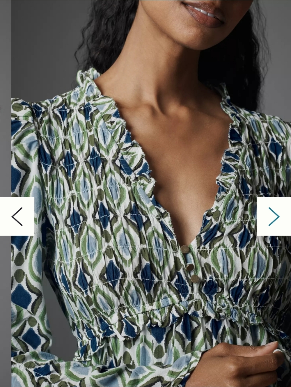 Anthropologie Long-Sleeve V-Neck Ruffle Mini Dress Size Medium - Picture 2 of 13